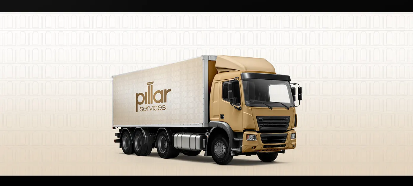 Pillar Services branding applied to a delivery truck
